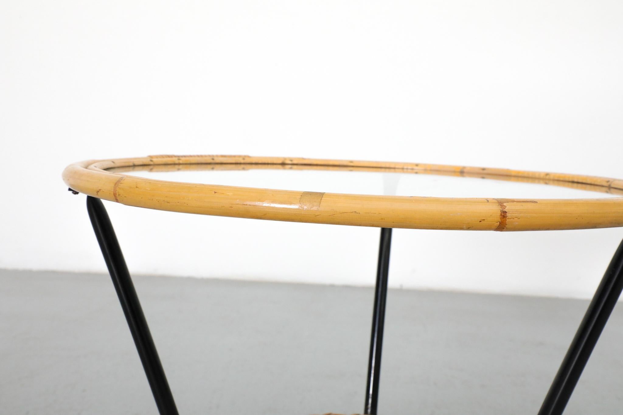 1950er Rohe Noordwolde Beistelltisch aus Bambus und Glas, Niederlande im Angebot 6