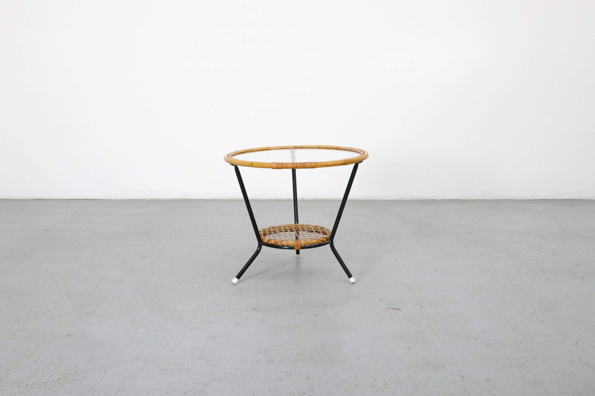 1950er Rohe Noordwolde Beistelltisch aus Bambus und Glas, Niederlande (Organische Moderne) im Angebot