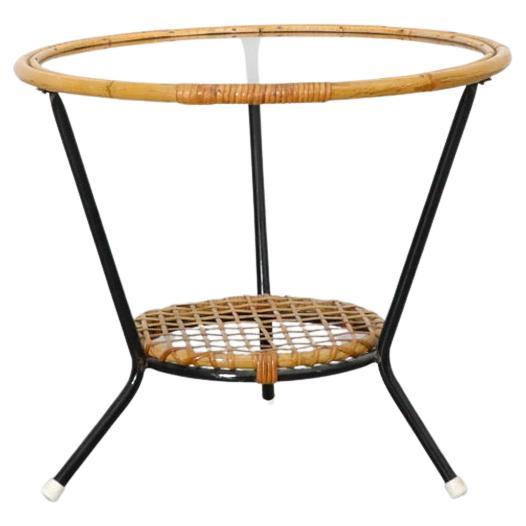 1950s Rohe Noordwolde Bamboo and Glass Side Table, Netherlands