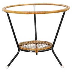 1950s Rohe Noordwolde Bamboo and Glass Side Table, Netherlands