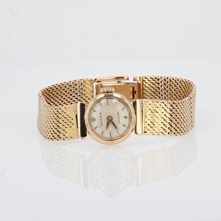 Retro 1950s Rolex 18 Karat Yellow Gold Ladies Wristwatch For Sale