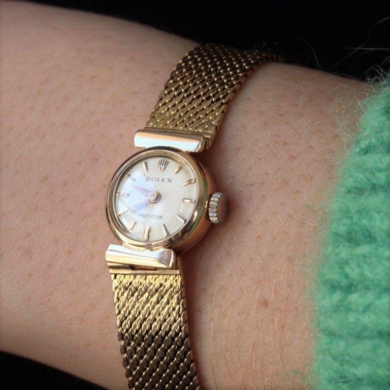 Women's 1950s Rolex 18 Karat Yellow Gold Ladies Wristwatch For Sale
