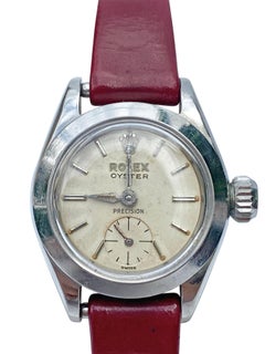 1950er Rolex Oyster Speedking Precision mit rotem Lederarmband