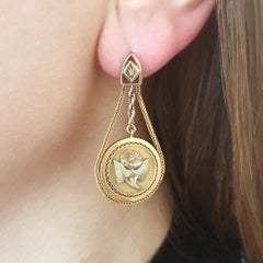 1950s Romantic Antique Revival Earrings Colored Gold