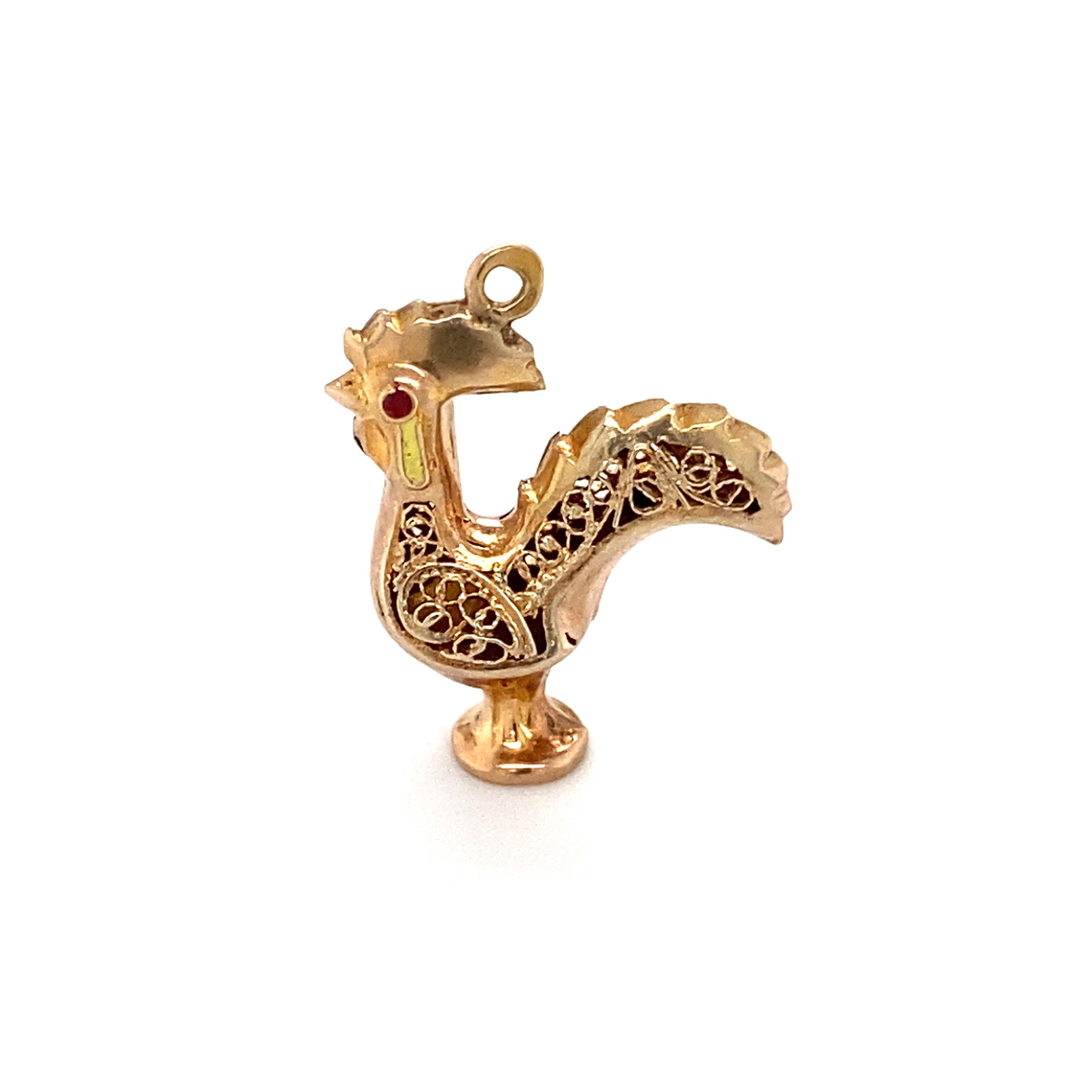 gold rooster charm