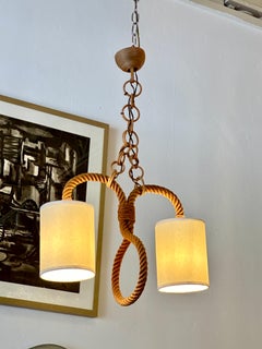 1950's Rope Chandelier by French Designers Adrien Audoux and Frida Minet