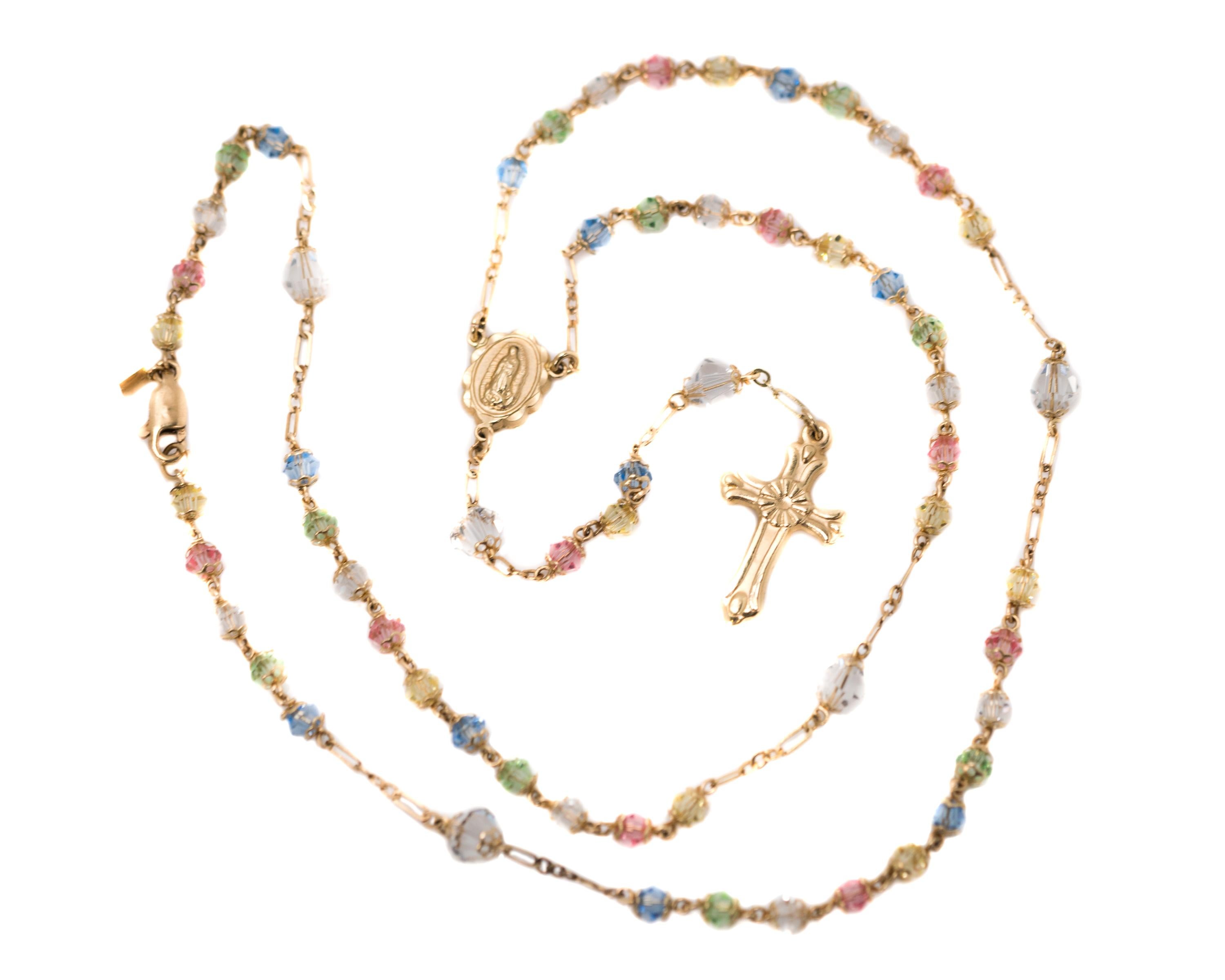 14 karat gold rosary bead necklace