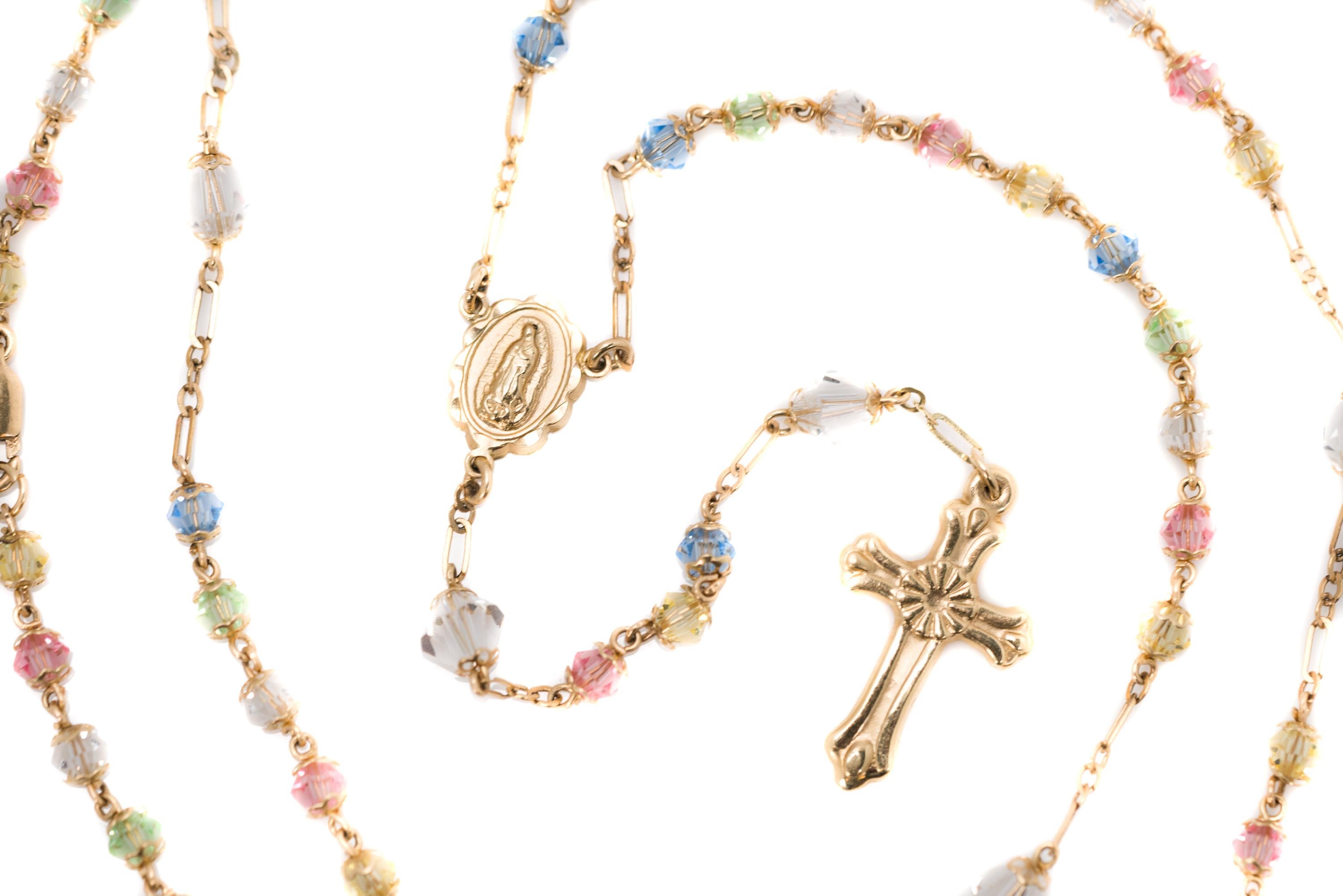 14k rosary bead necklace