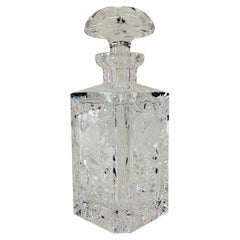 1950s Rose Etched Square Glass Decanter