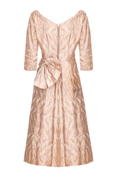 1950s Rose Gold Embroidered Silk Dress