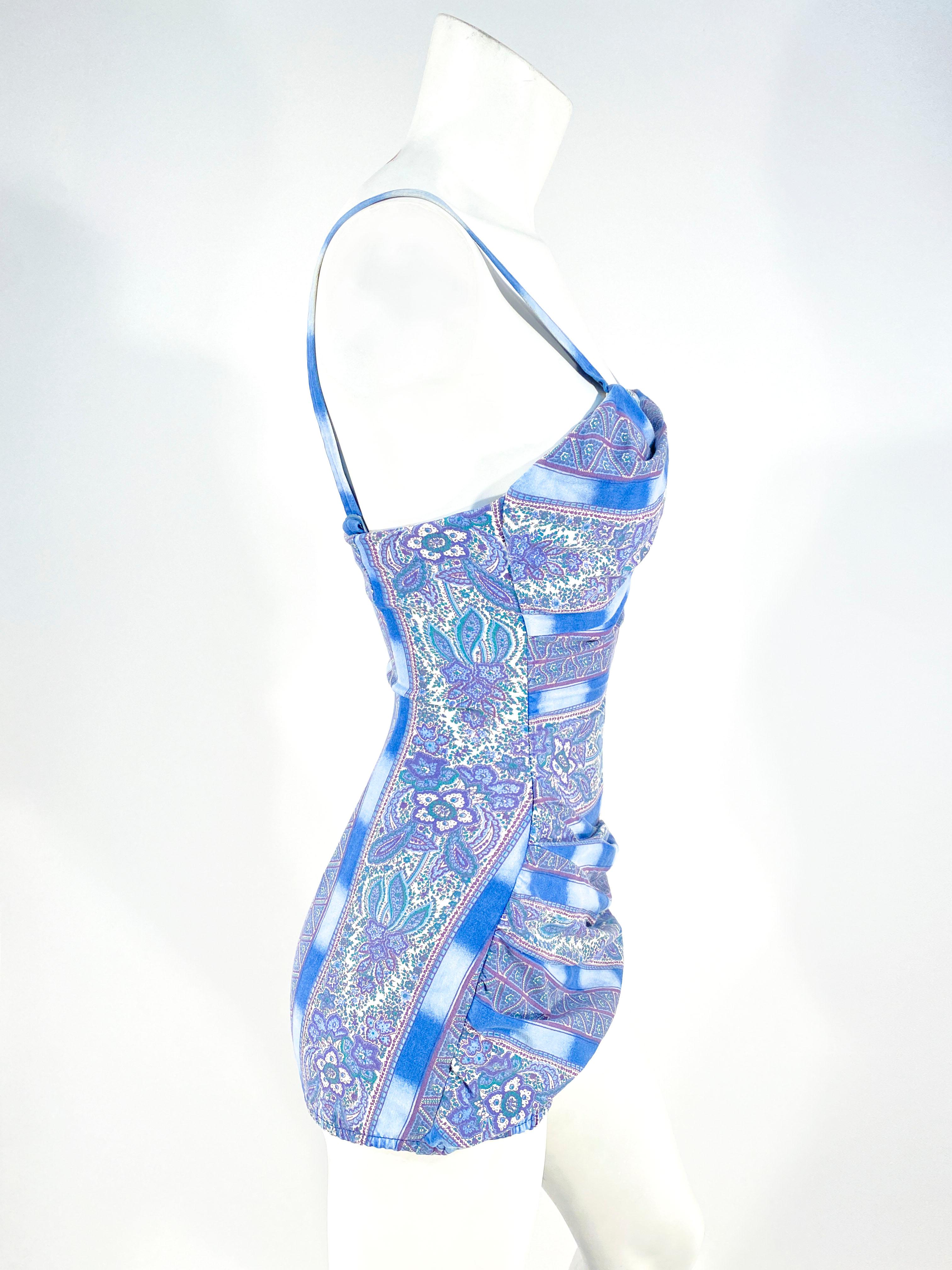 1950s Rose Marie Paisley Stripped Printed Bathing Suit at 1stDibs