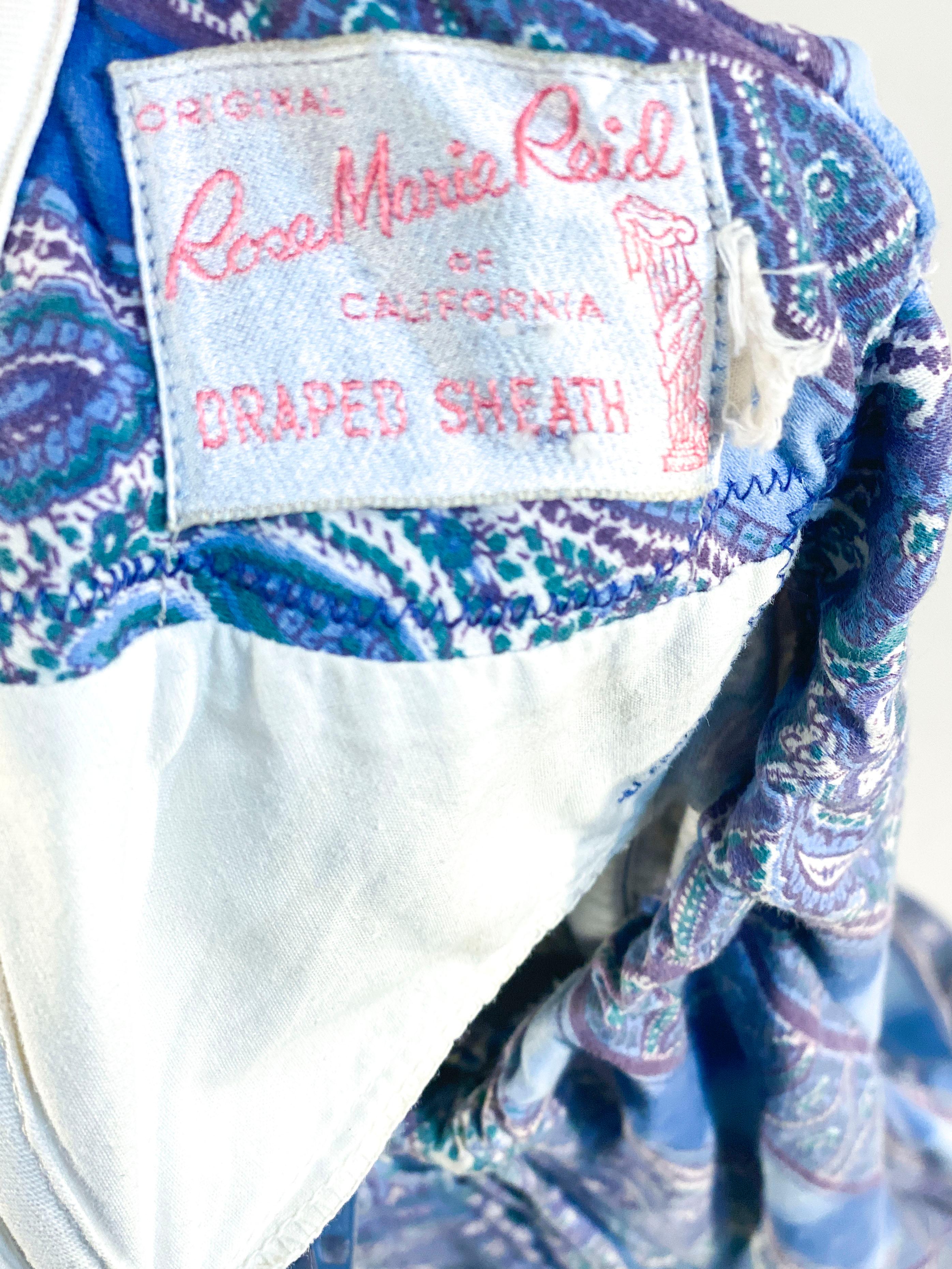 1950s Rose Marie Paisley Stripped Printed Bathing Suit In Good Condition In San Francisco, CA