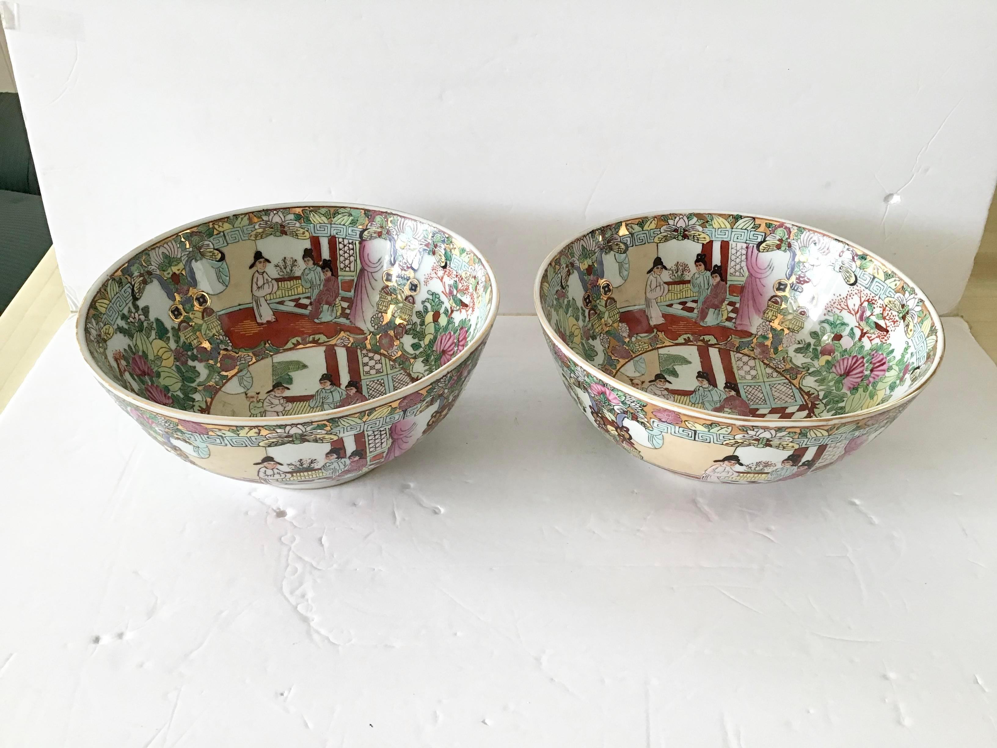 Other 1950s Rose Medallion Bowls, a Pair For Sale