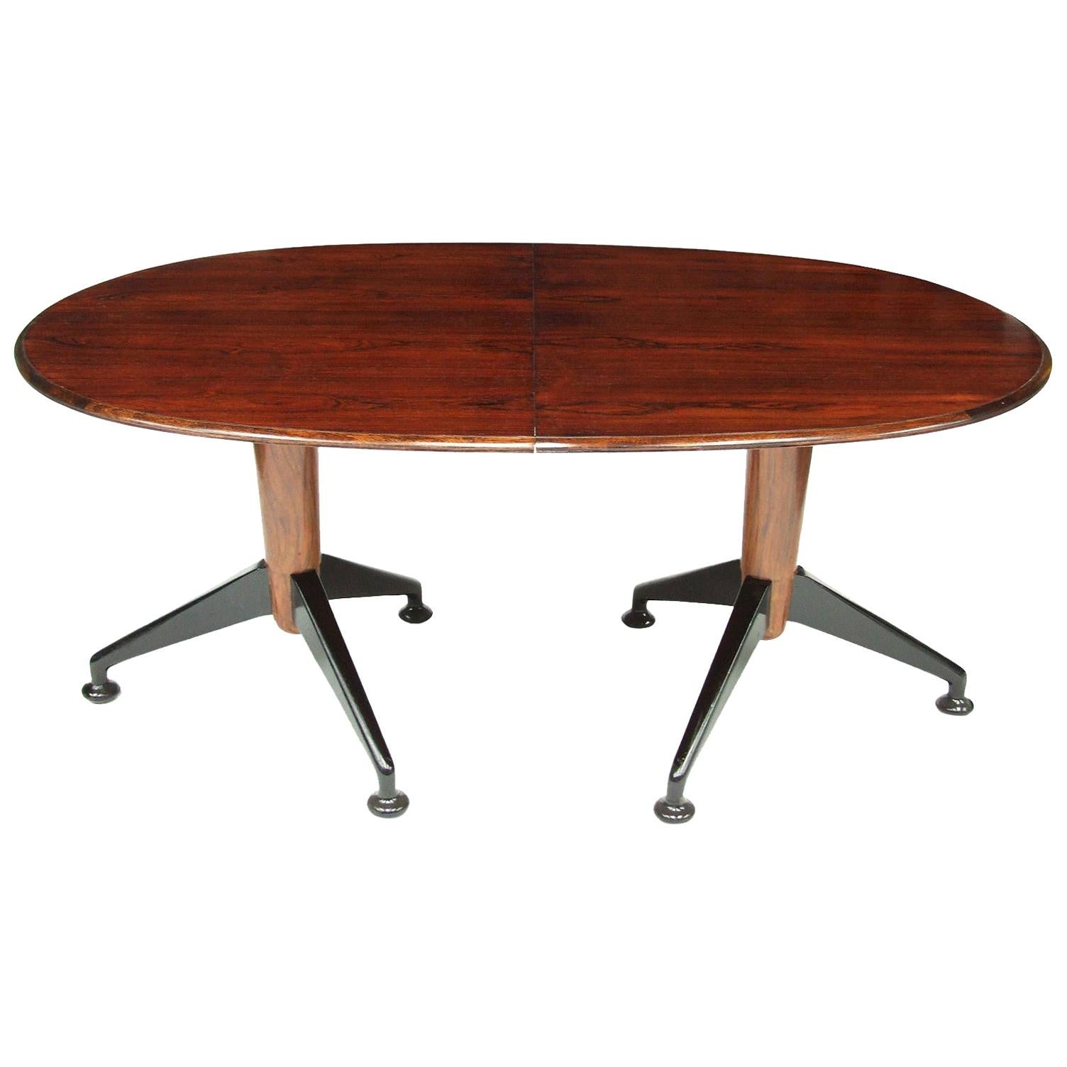 1950s Rosewood Extendable Oval Dining Table by A J Milne for Heals, London For Sale