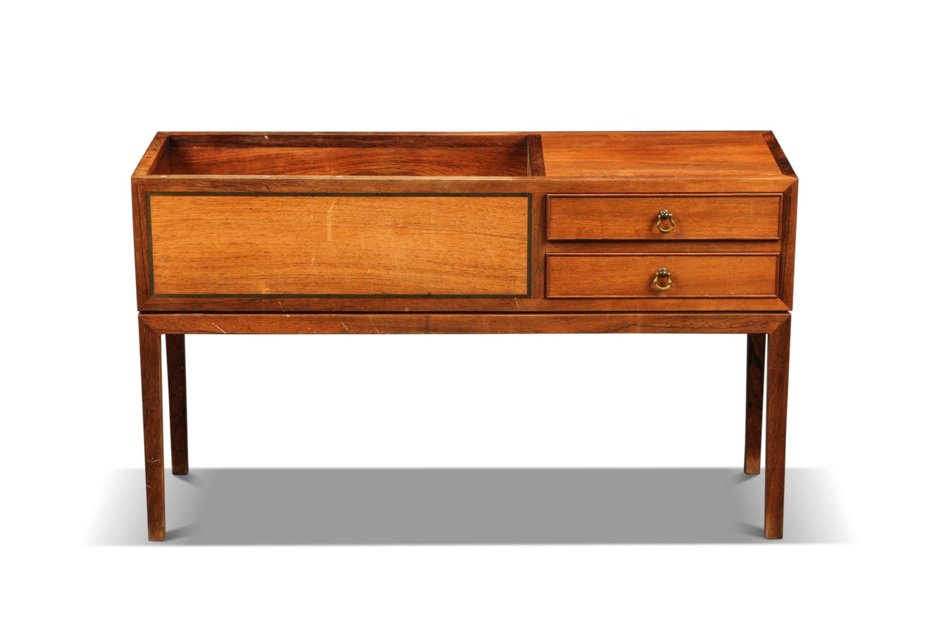 Danish 1950s Rosewood Two Drawer Planter / Hall Chest