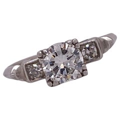 1950's Round Brilliant Diamond Platinum Engagement Ring