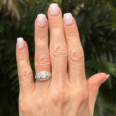 1950's Round Brilliant Diamond Platinum Estate Vintage Engagement Ring 1.55 CTW