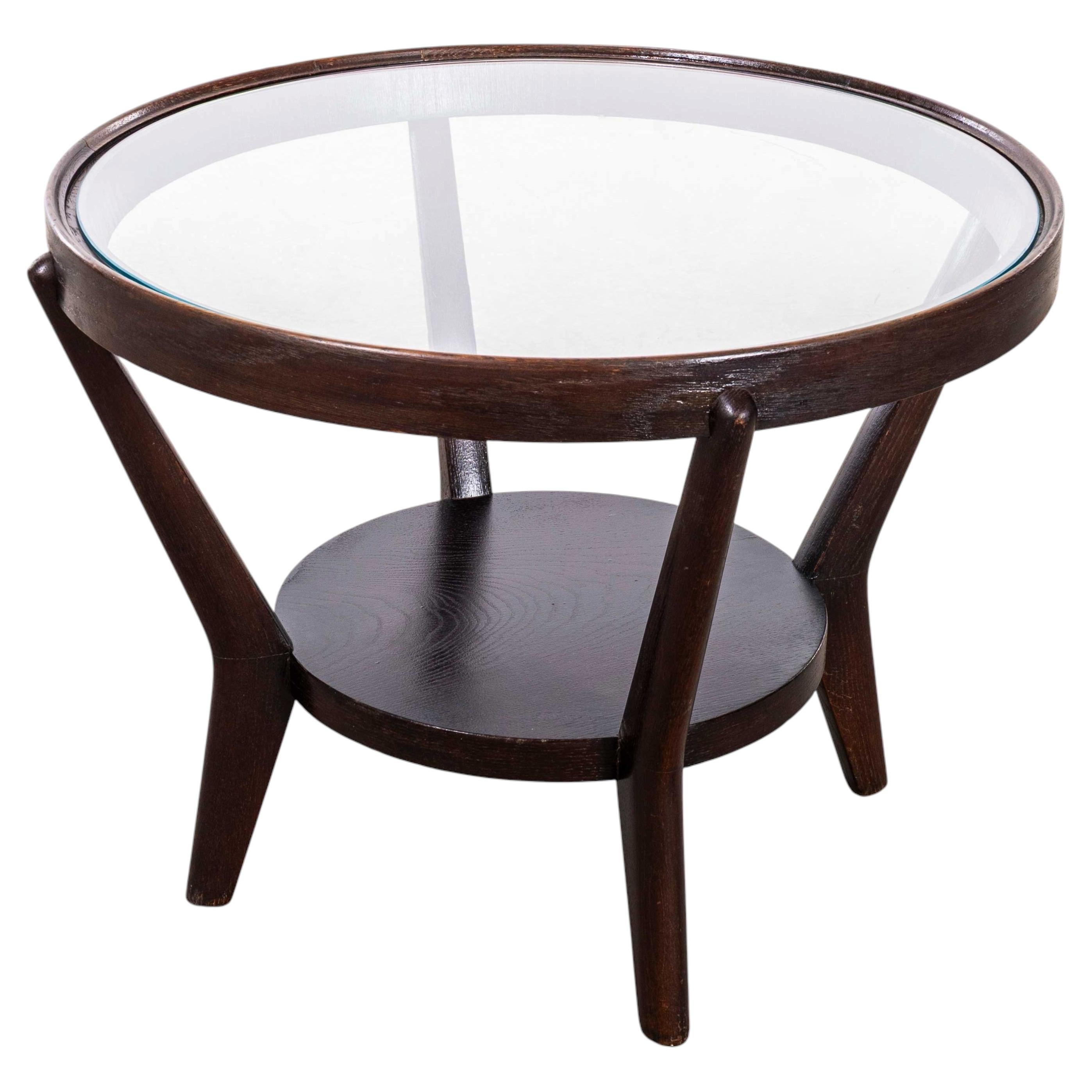1950's Round Glass Occasional Table By Kozelka And Kropacek For Interieur Praha For Sale