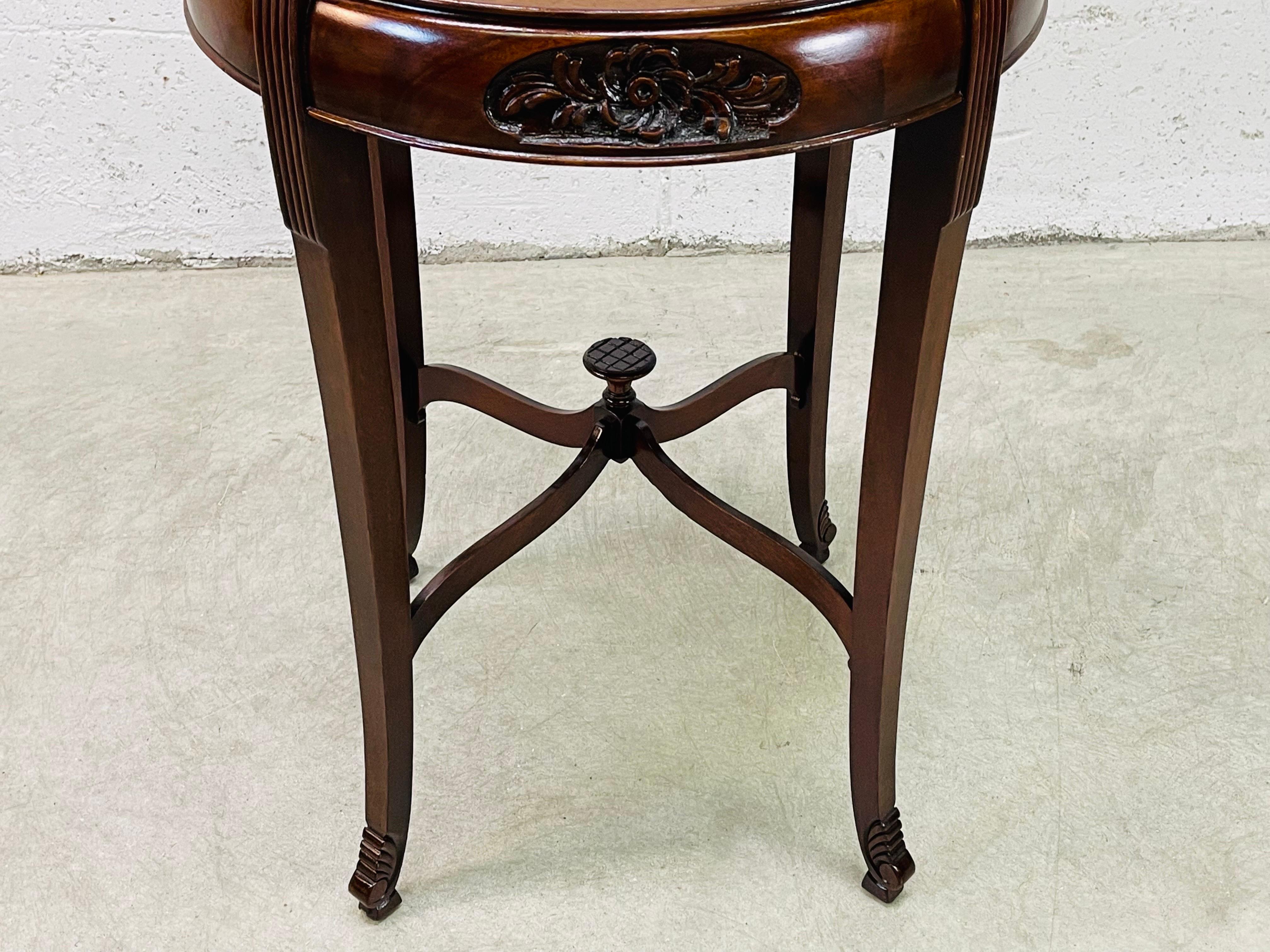 20th Century 1950s Round Mahogany Carved Side Table For Sale
