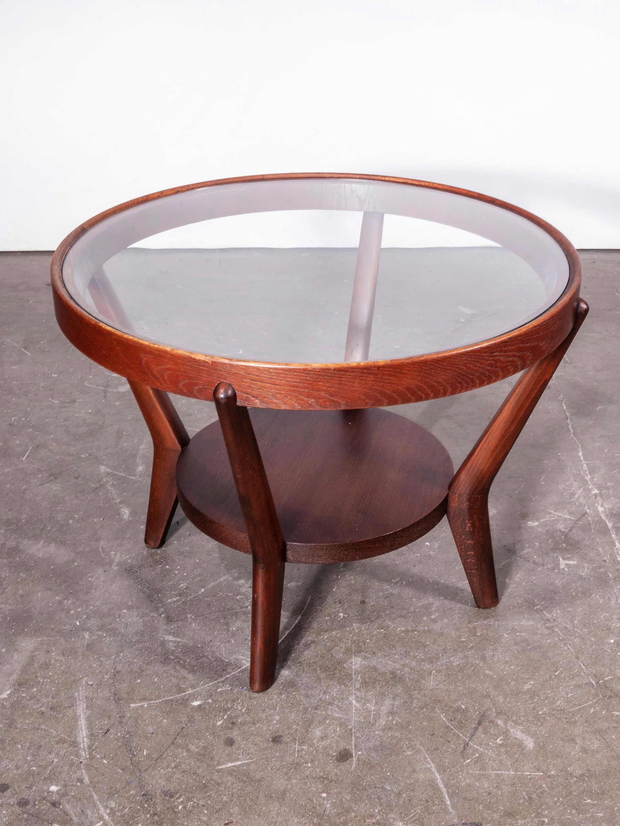 1950s Round Occasional Table by Kozelka and Kropacek for Interieur Praha, Dark In Good Condition In Hook, Hampshire