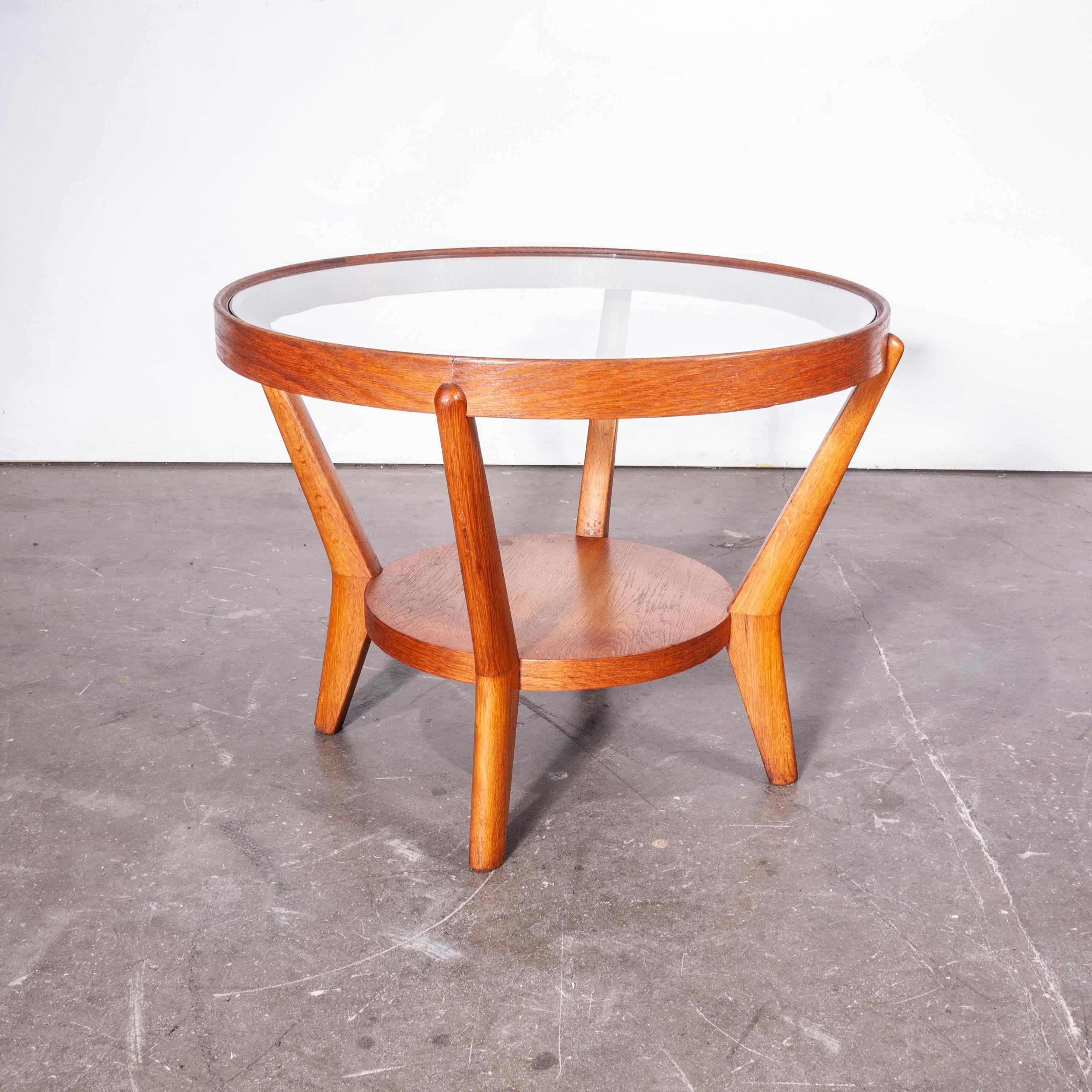 Czech 1950s Round Occasional Table by Kozelka and Kropacek for Interieur Praha, Ligh