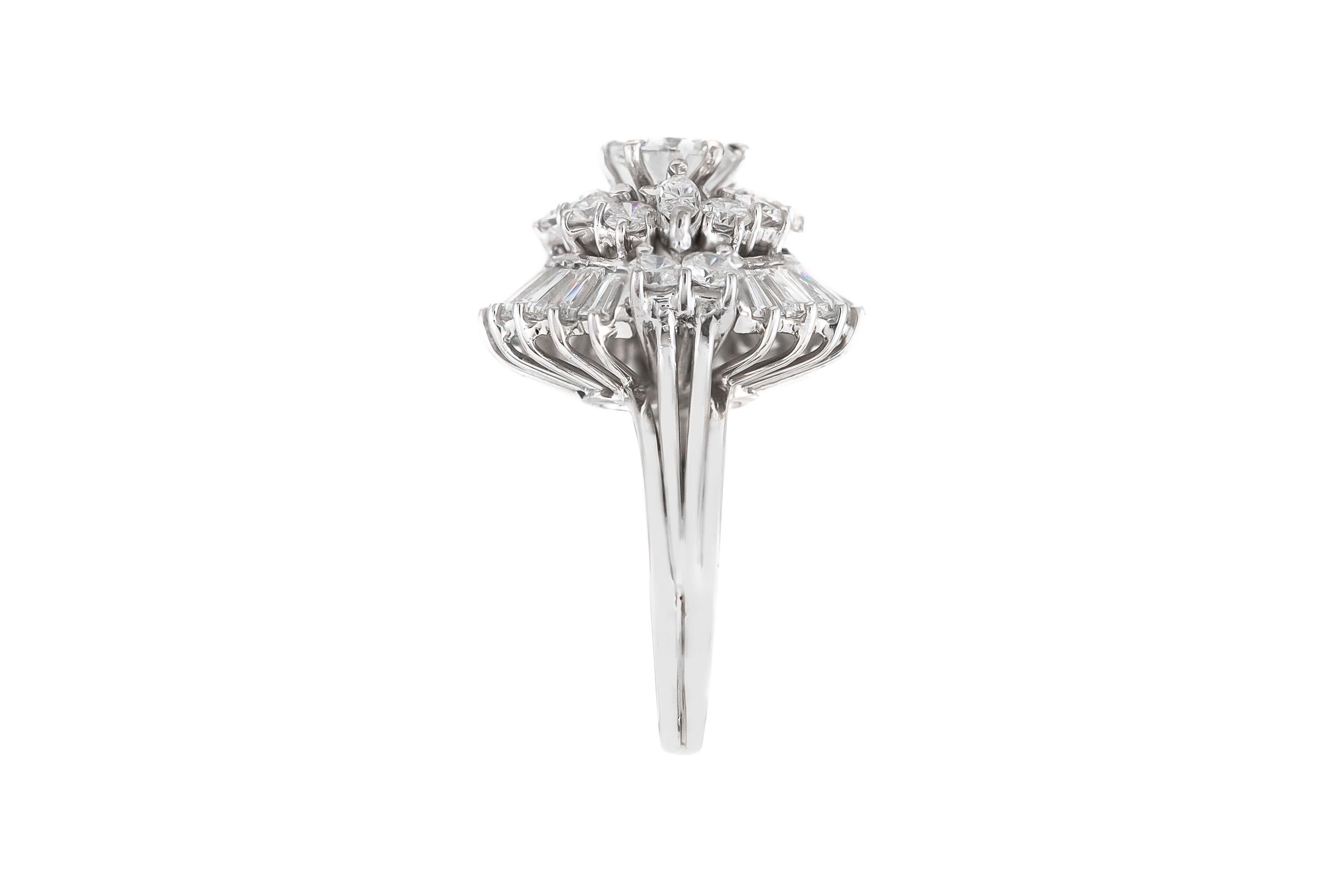 The ring is finely crafted in 14k white gold with diamond weighing approximately total of 4.50 carat.
Size 6.00 ( easy to resize )
Circa 1950.
