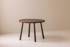 1950s Round Solid Oak Dining Table with French Craftsmanship