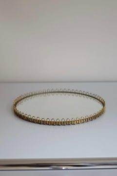 1950s Round Swedish Modern Brass Mirror tray
