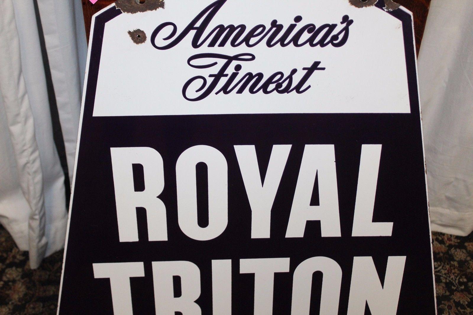 1950s Royal Triton Motor Oil Double-Sided Porcelain Sign For Sale 3