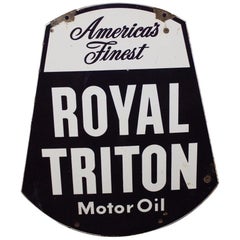 1950s Royal Triton Motor Oil Double-Sided Porcelain Sign