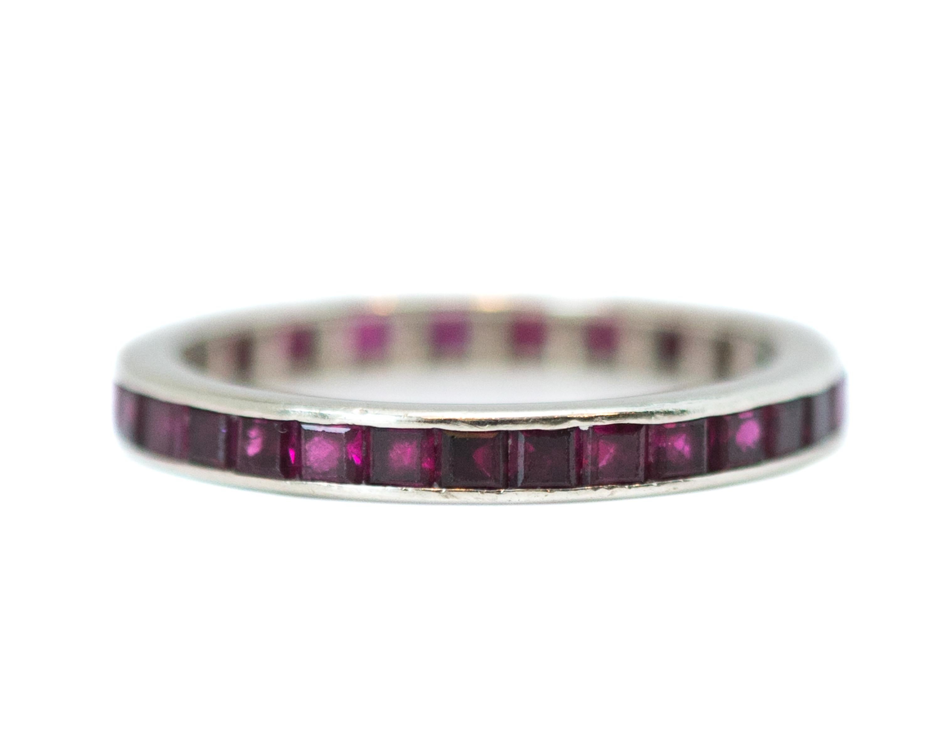 Retro 1950s Ruby and 14 Karat White Gold Eternity Band Ring