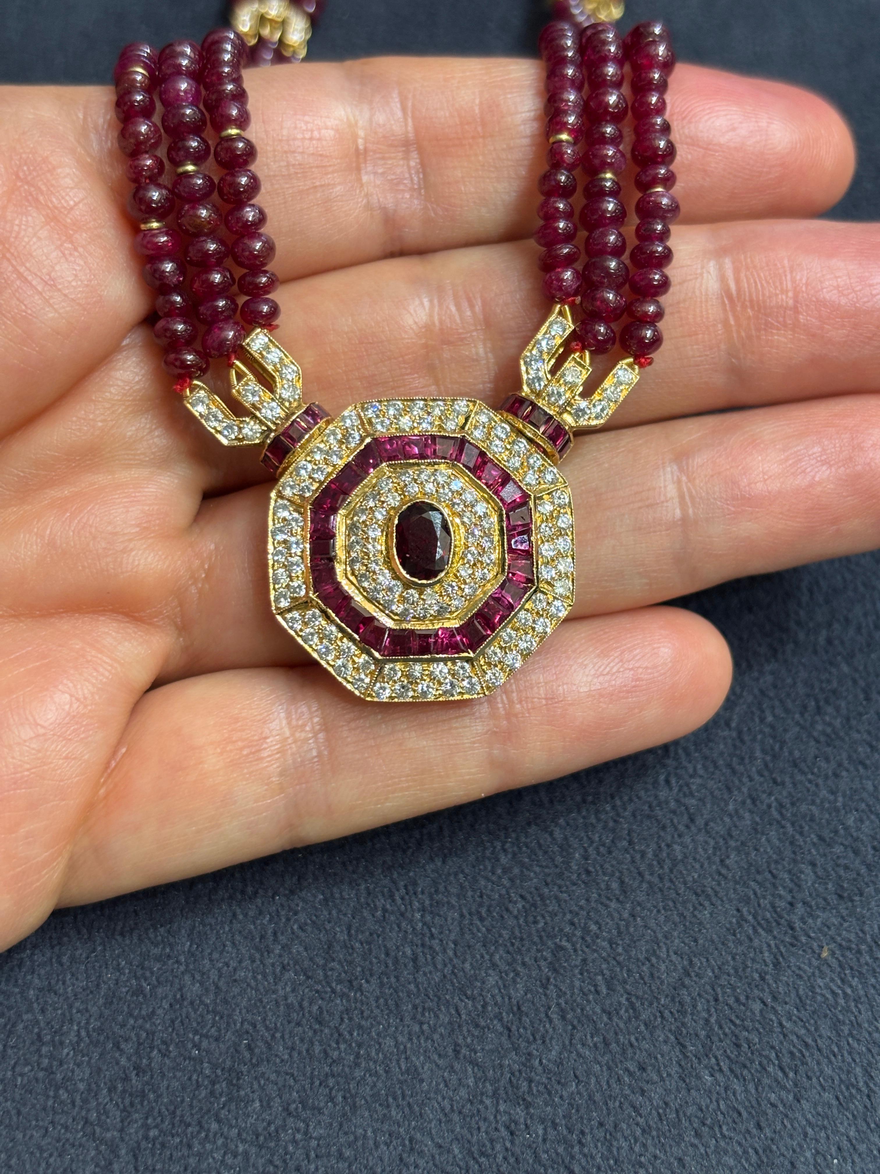 1950's ruby and diamond octagonal necklace For Sale 4