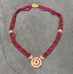 1950's ruby and diamond octagonal necklace