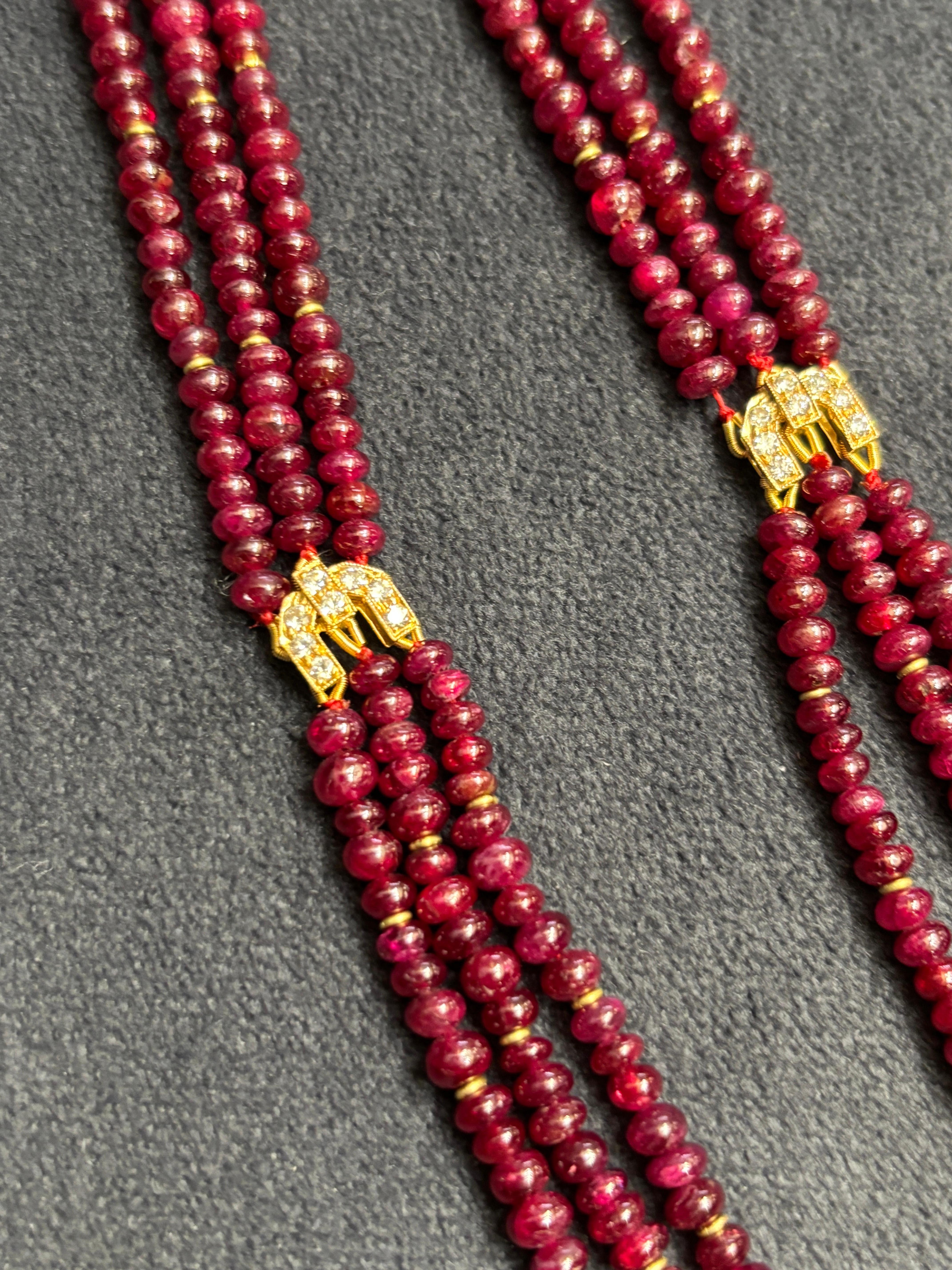 Round Cut 1950's ruby and diamond octagonal necklace For Sale