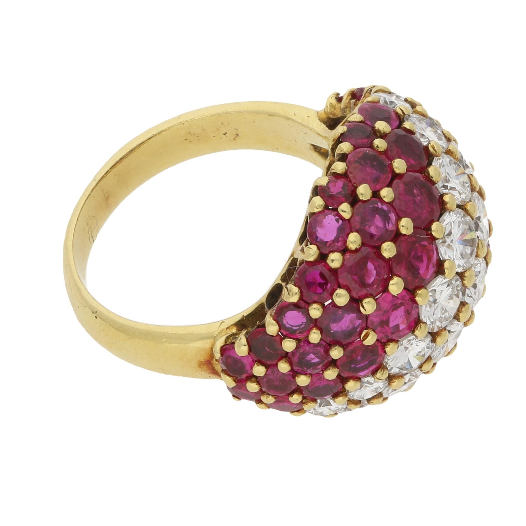 Ruby & Diamond Cocktail Ring Circa 1950's  1