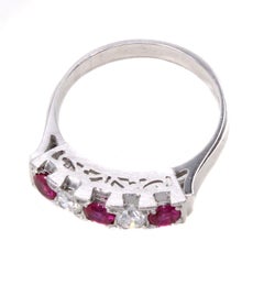 1950s Ruby Diamond Platinum Ring