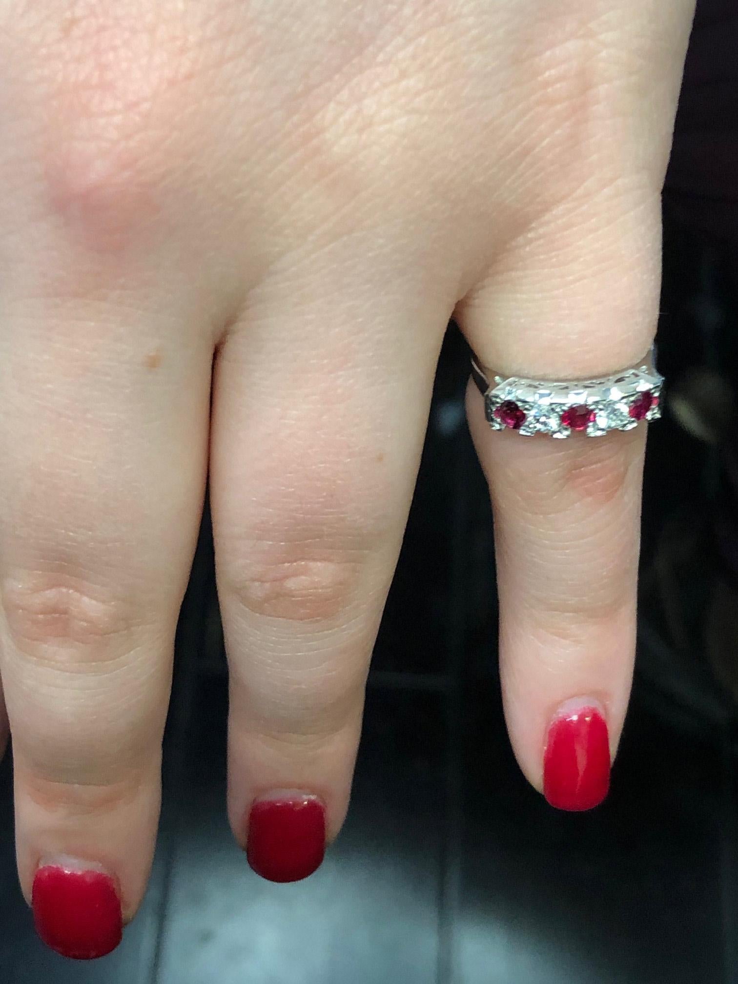 1950s Ruby Diamond Platinum Ring For Sale 1