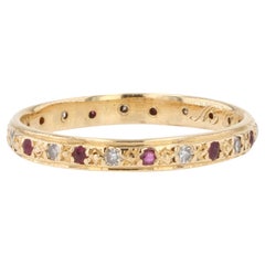 Vintage 1950s Ruby Diamonds 18 Karat Yellow Gold Wedding Ring