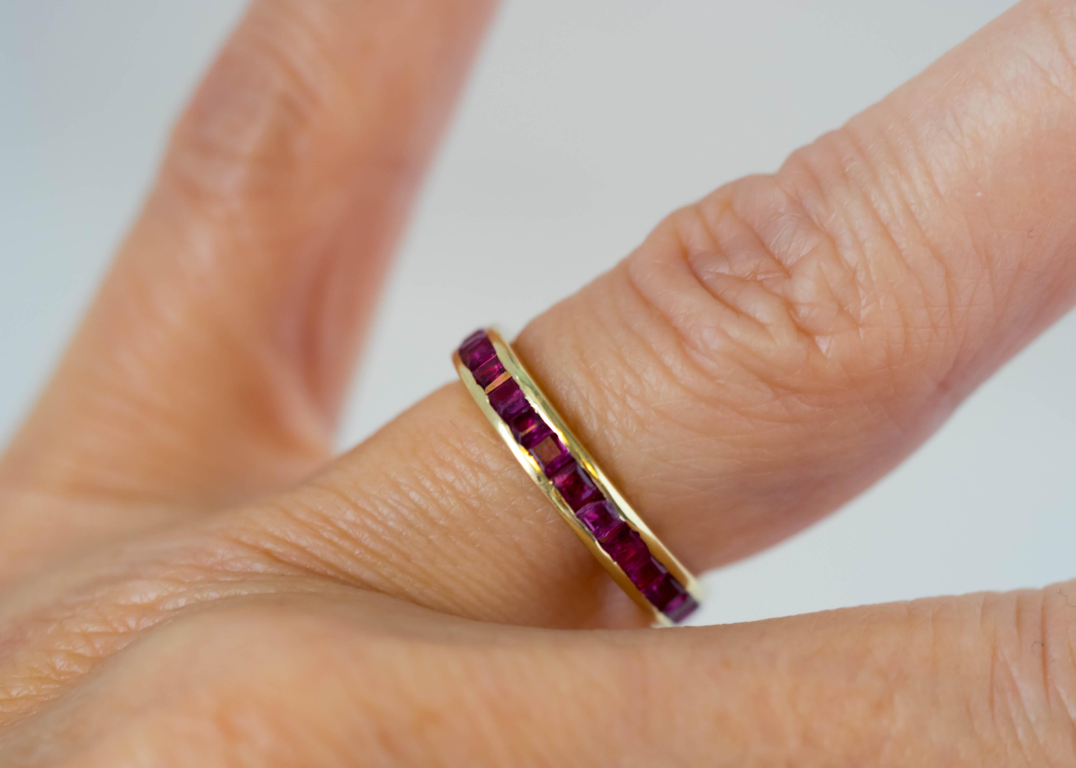 1950s Ruby Eternity Band in 14 Karat Yellow Gold 1