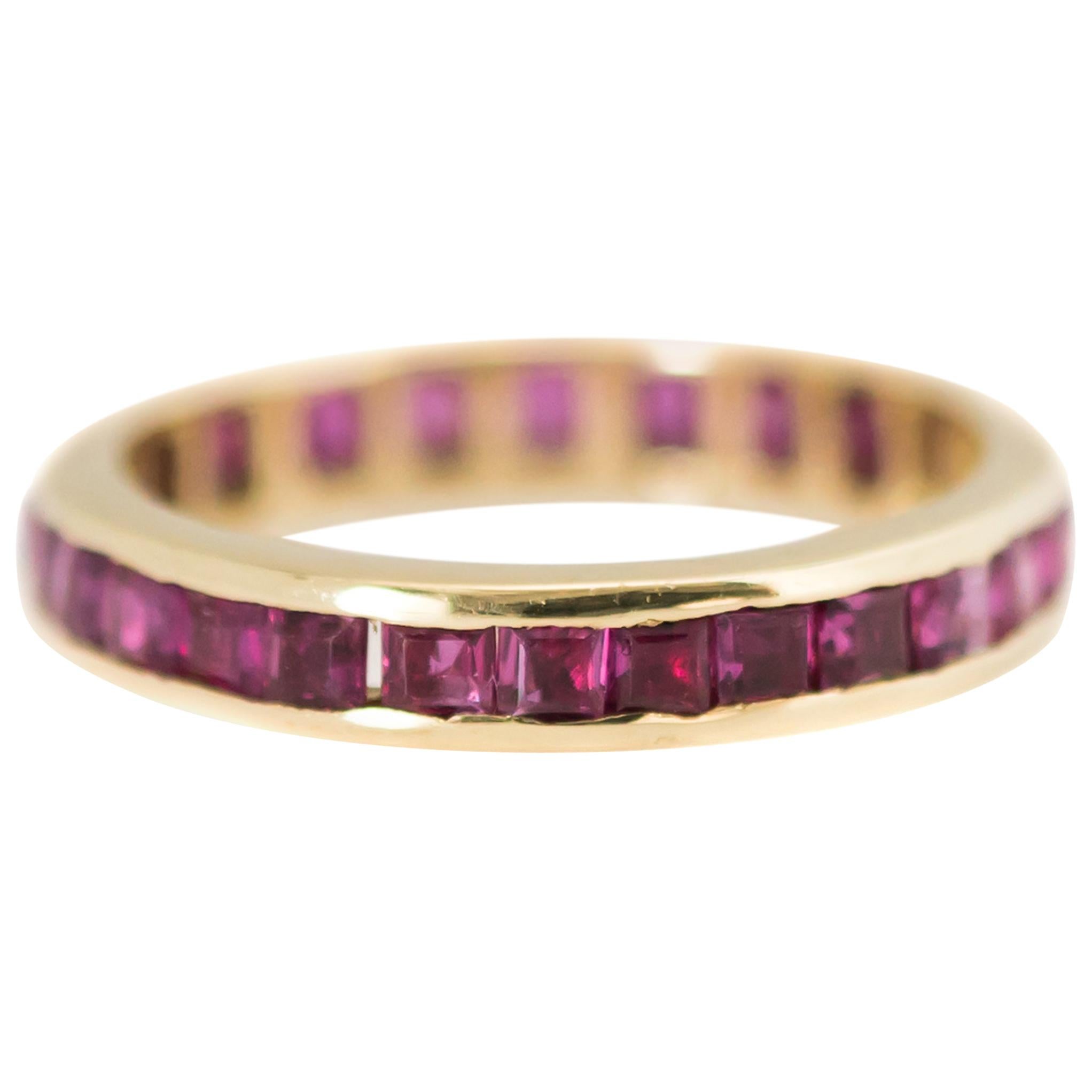 1950s Ruby Eternity Band in 14 Karat Yellow Gold