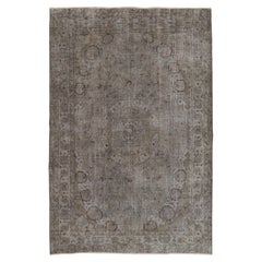 6.5x9.8 Ft Mid-Century Anatolian Area Rug, Modern Hand-knotted Carpet in Gray