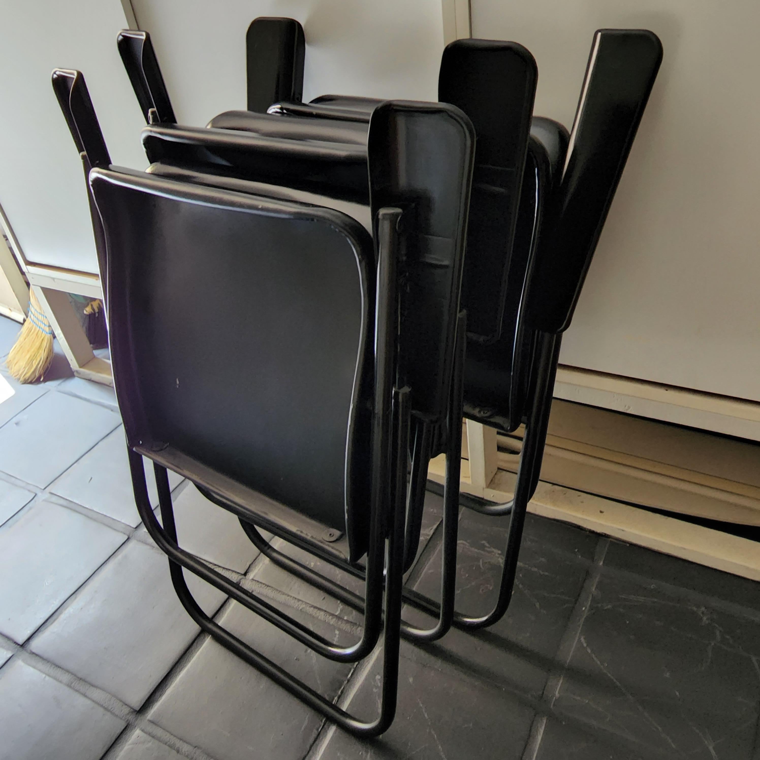 1950s Russel Wright Mid-Century Modern Three Folding Patio Armchairs in Black For Sale 10