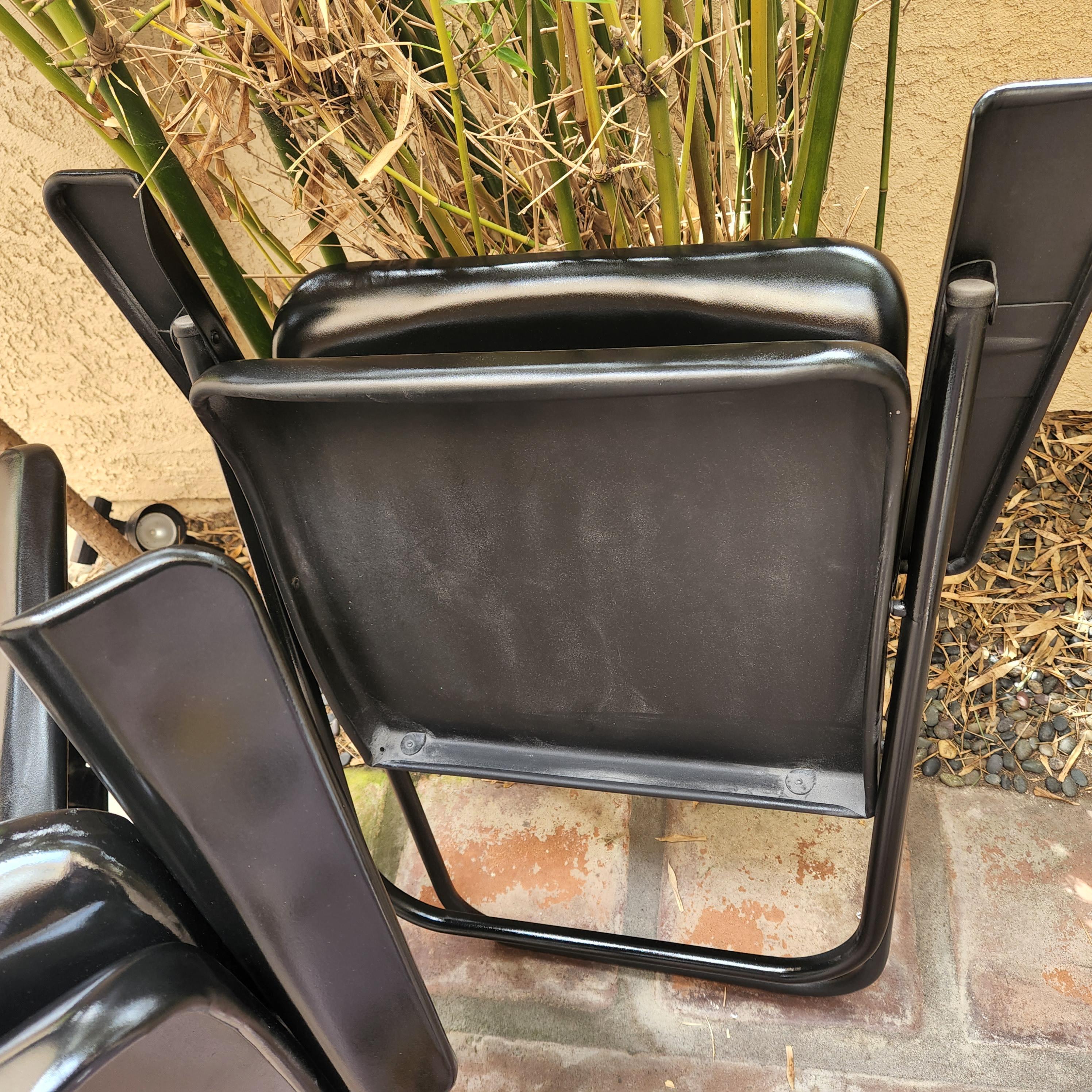 1950s Russel Wright Mid-Century Modern Three Folding Patio Armchairs in Black For Sale 2