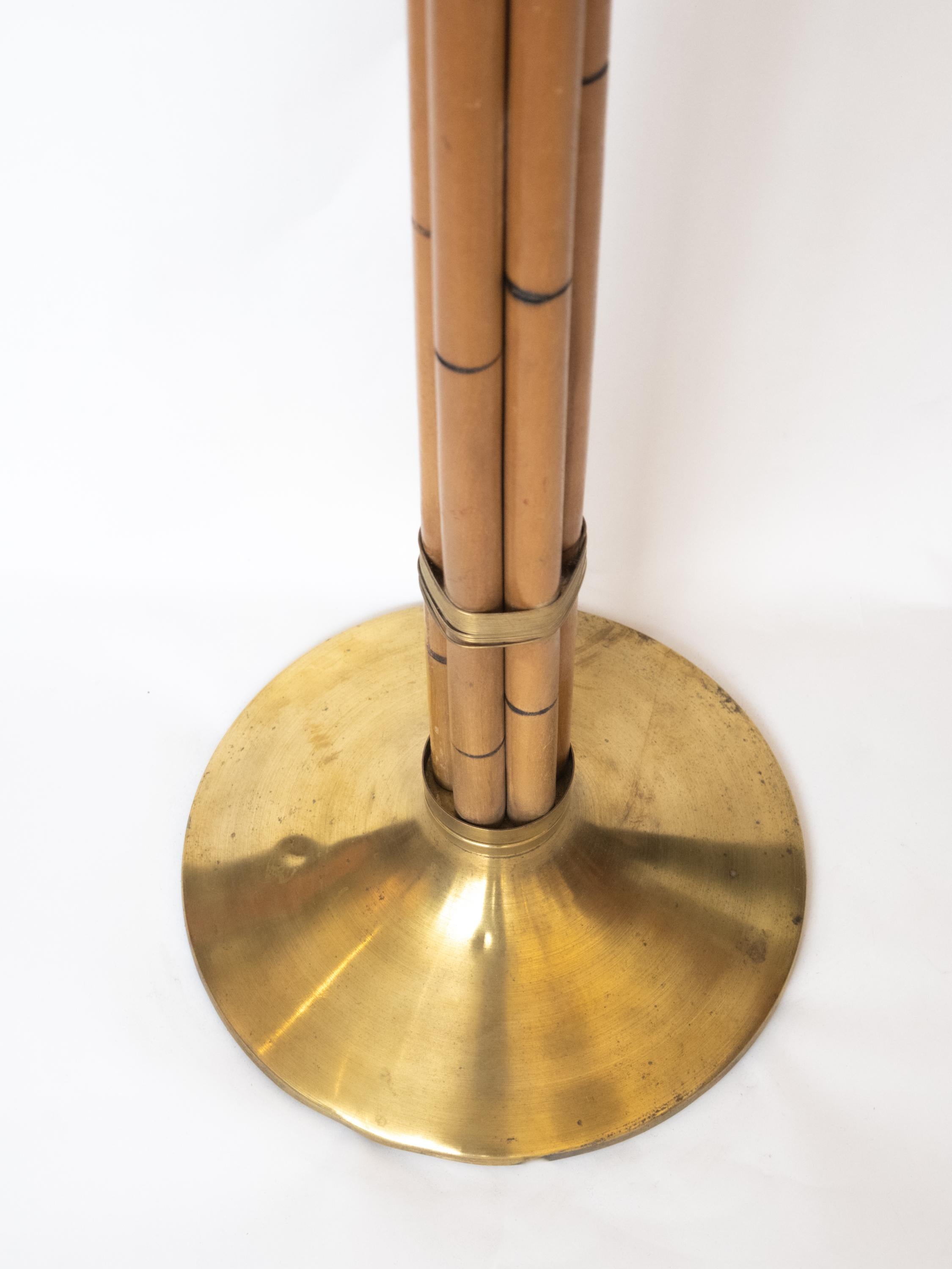 American 1950s Russel Wright Brass and Faux Bamboo Floor Lamp