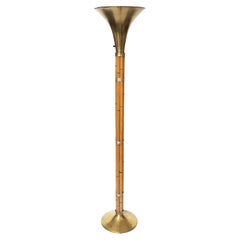 1950s Russel Wright Brass and Faux Bamboo Floor Lamp