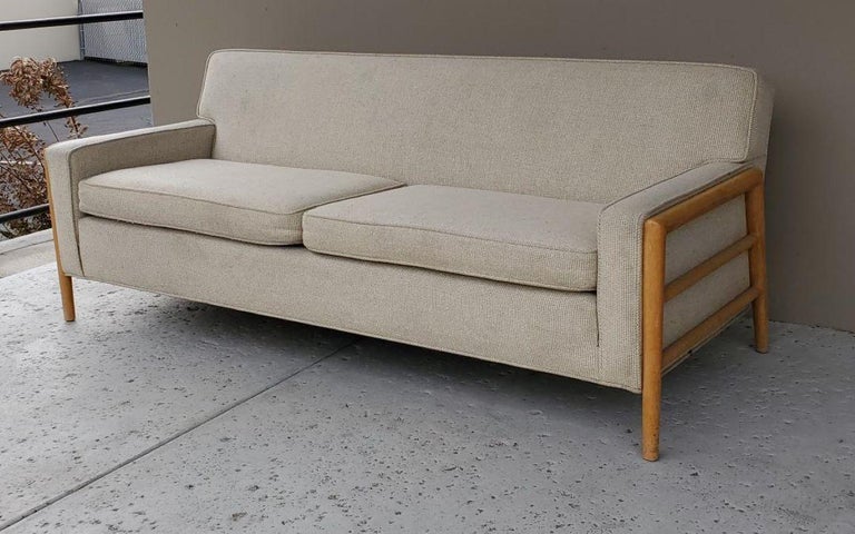 1950s Russel Wright for Conant Ball Sofa Mid-Century Modern with Wooden Arms For Sale 9