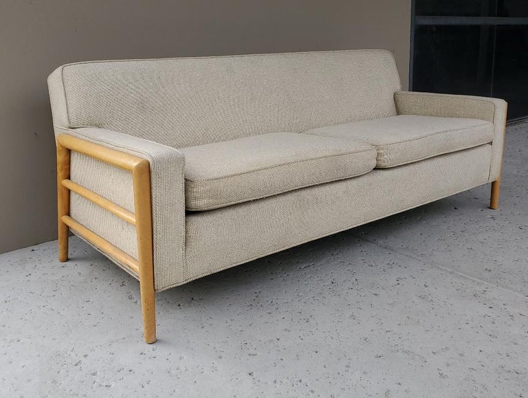 1950s Russel Wright for Conant Ball Sofa Mid-Century Modern with Wooden Arms For Sale 11