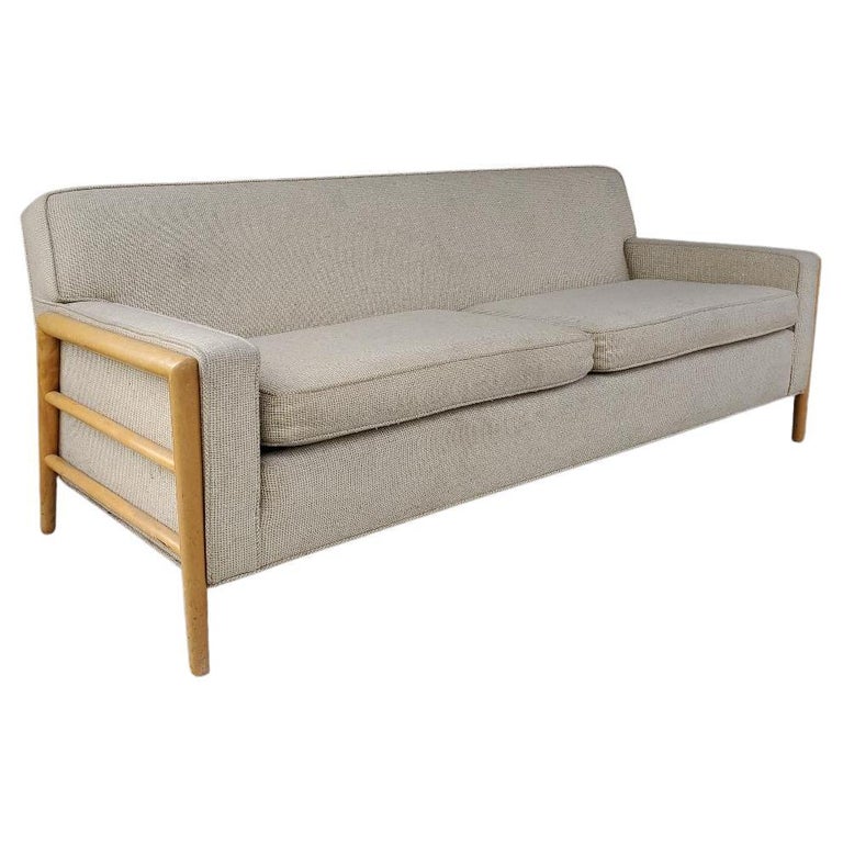 1950s Russel Wright for Conant Ball Sofa Mid-Century Modern with Wooden Arms For Sale