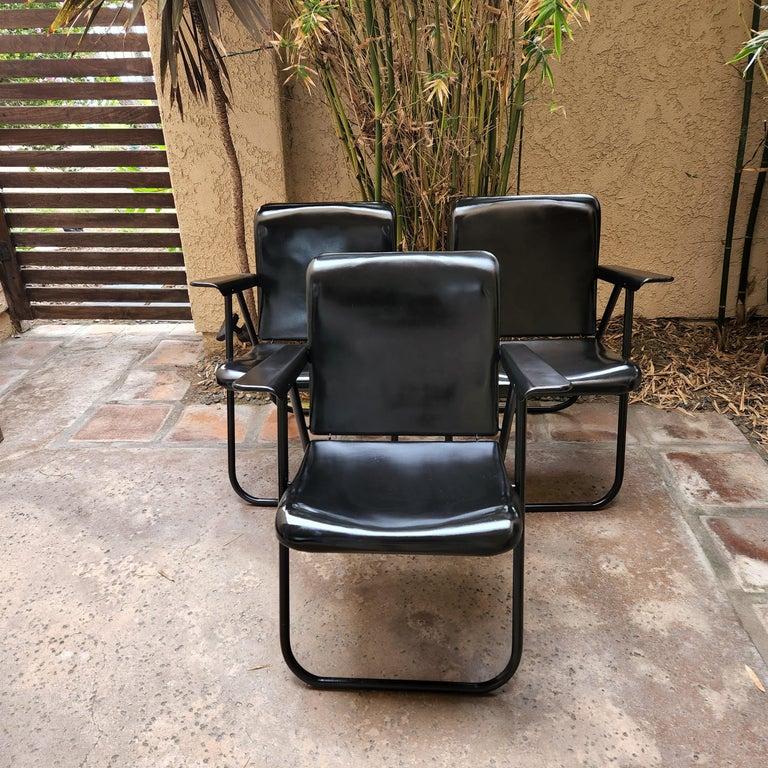 1950 Russel Wright Tres Sillas de Patio Vintage Plegables Negro en venta 6