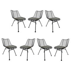 Retro 1950s Russell Woodard Black Sculptura Dining Chairs Set, 7  Available Per Item